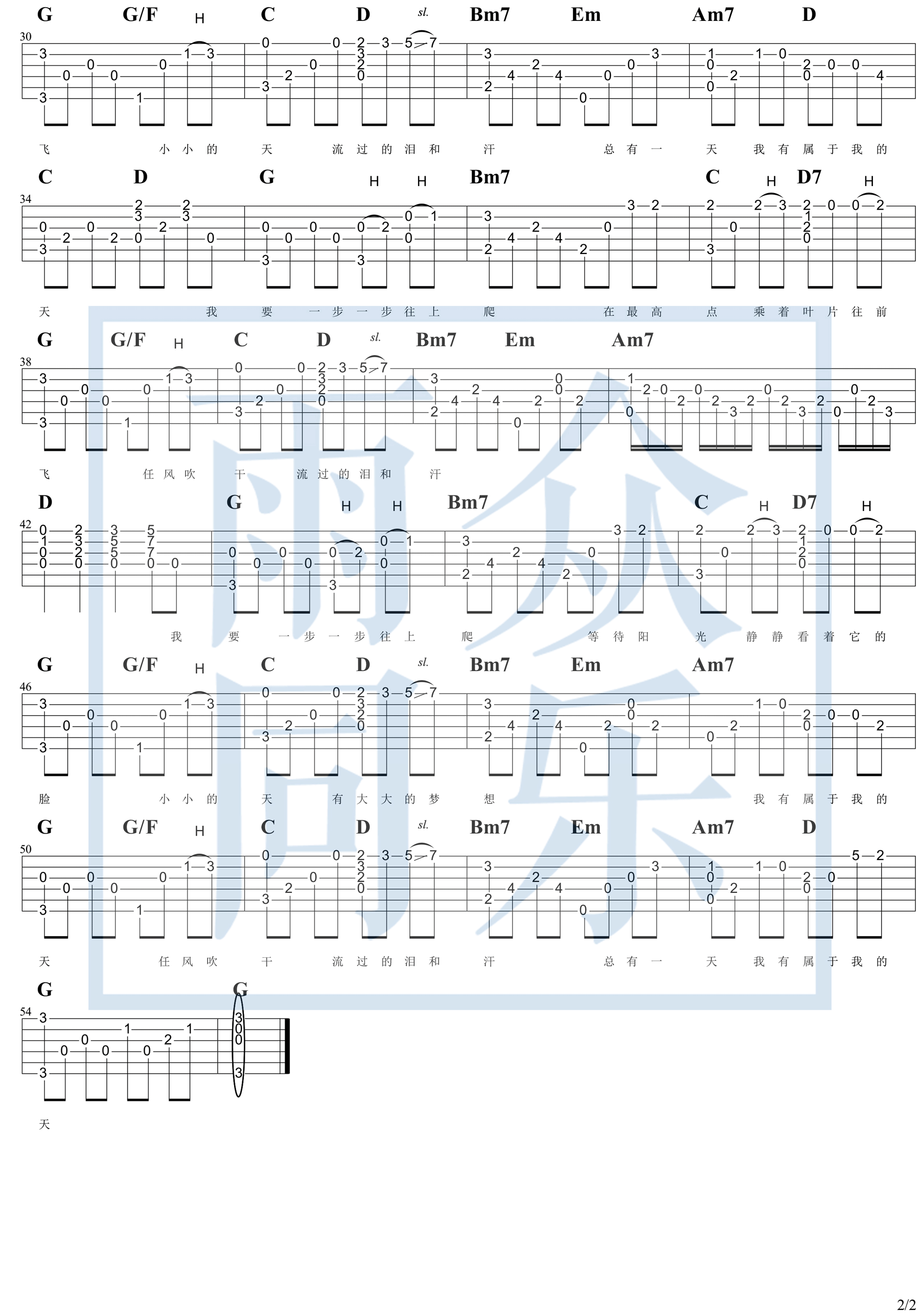 周杰伦-蜗牛指弹吉他谱2